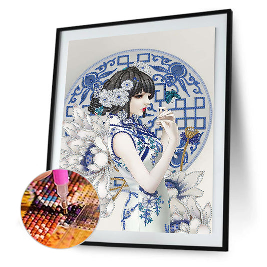 Chinese Style Beauty - Special Shaped Drill Diamond Paiting 30*40CM