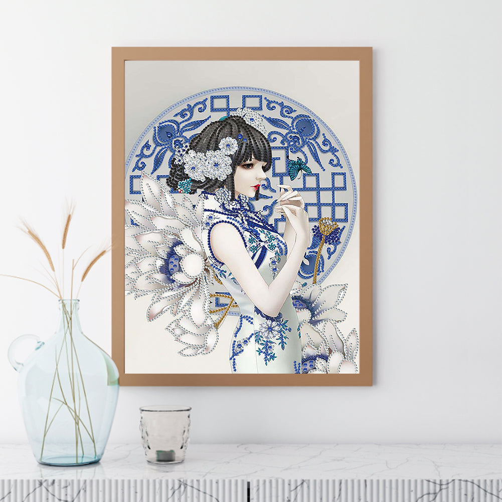Chinese Style Beauty - Special Shaped Drill Diamond Paiting 30*40CM