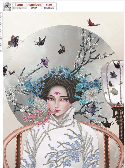 Chinese Style Beauty - Special Shaped Drill Diamond Paiting 30*40CM