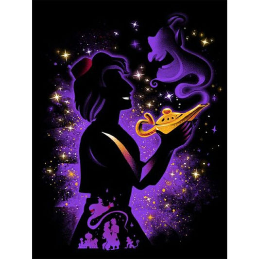 Disney Aladdin Lamp Silhouette - Full Round Drill Diamond Painting 50*60CM