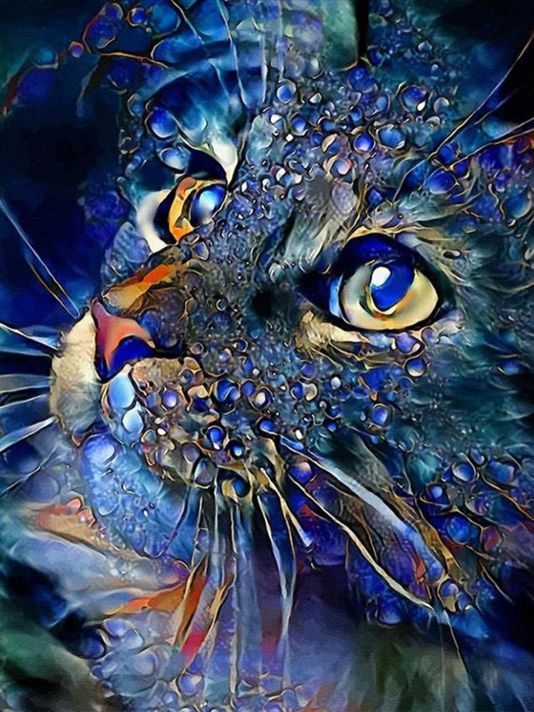 Psychedelic Cat - Full Round Drill Diamond Painting 50*60CM