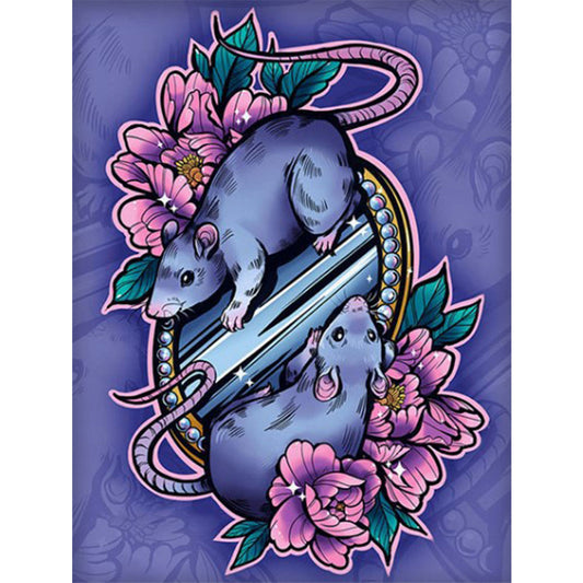 Flowers And Mice - Full Round Drill Diamond Painting 30*40CM