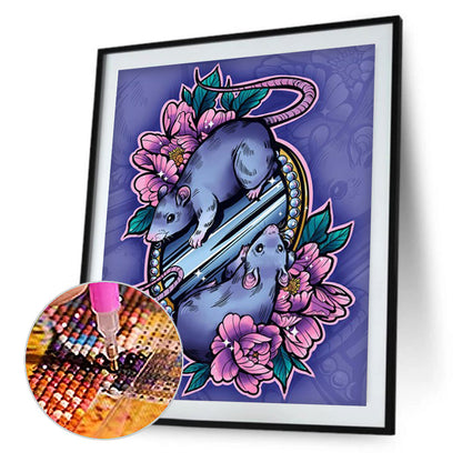 Flowers And Mice - Full Round Drill Diamond Painting 30*40CM