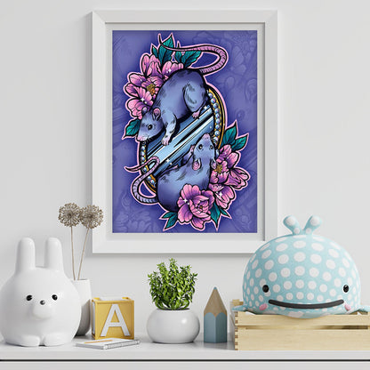 Flowers And Mice - Full Round Drill Diamond Painting 30*40CM