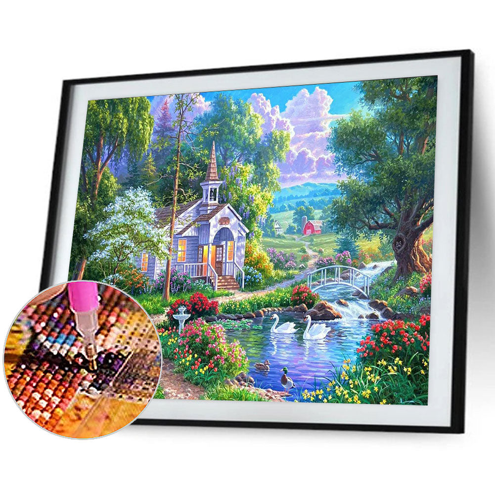 Country House - Full Round Drill Diamond Painting 50*40CM