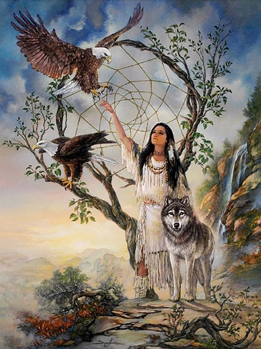 Girl And Wolf - Full Square Drill Diamond Painting 40*50CM