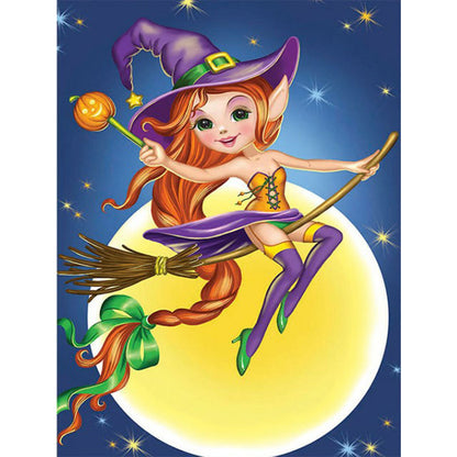 Halloween Witch - Full Round Drill Diamond Painting 30*40CM