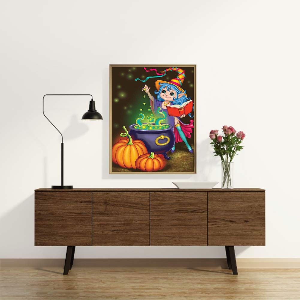 Halloween Witch - Full Round Drill Diamond Painting 30*40CM