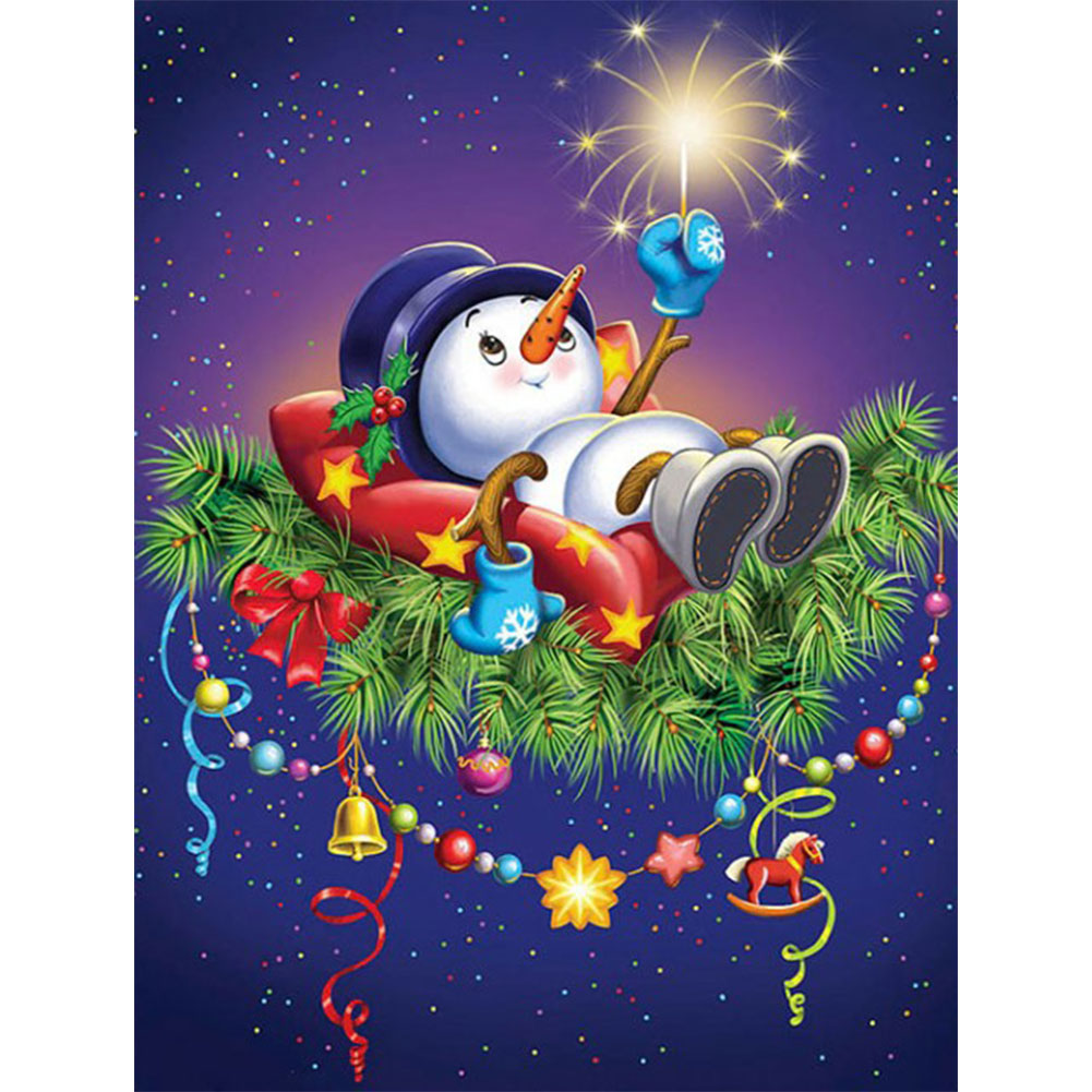 Christmas Atmosphere - Snowman - Full Round Drill Diamond Painting 30*40CM