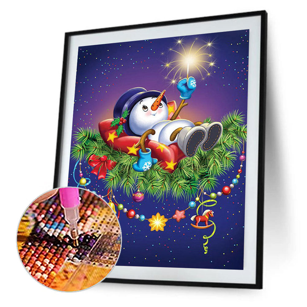 Christmas Atmosphere - Snowman - Full Round Drill Diamond Painting 30*40CM