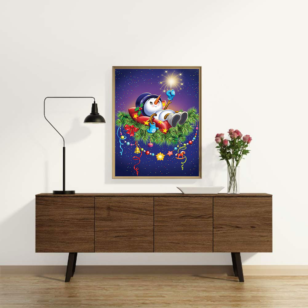 Christmas Atmosphere - Snowman - Full Round Drill Diamond Painting 30*40CM