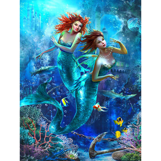 Underwater Mermaid - Full Round Drill Diamond Painting 50*60CM