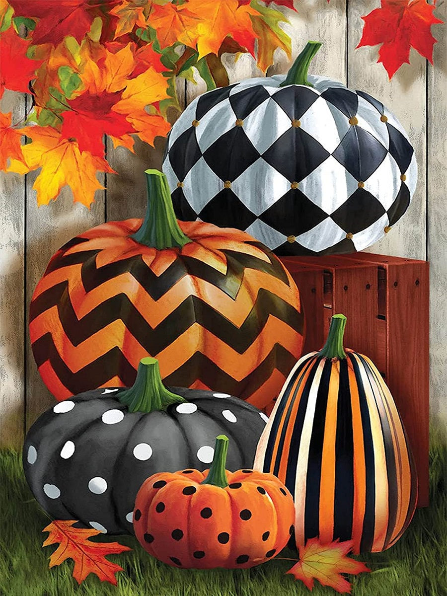 Black And White Polka Dot Pumpkin - Full Round Drill Diamond Painting 30*40CM