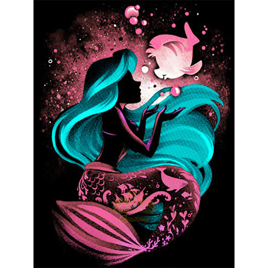 Silhouette Disney Mermaid Princess - Full Square Drill Diamond Painting 30*40CM