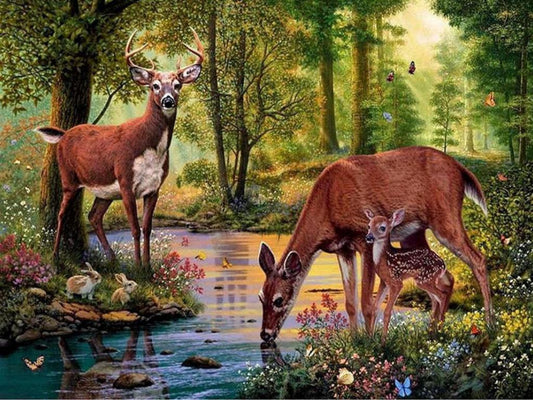 Elk In The Mountains - Full Round Drill Diamond Painting 60*50CM