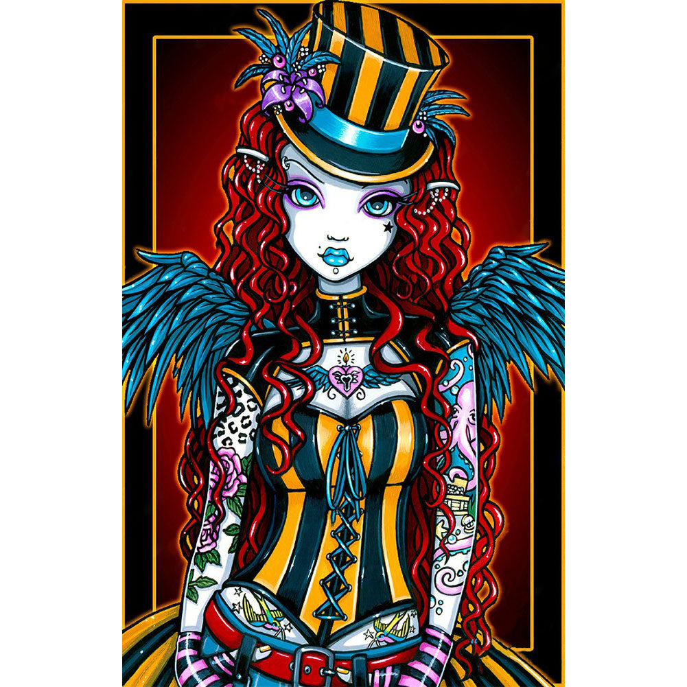 Punk Magician Angel Girl - Full Round Drill Diamond Painting 30*50CM