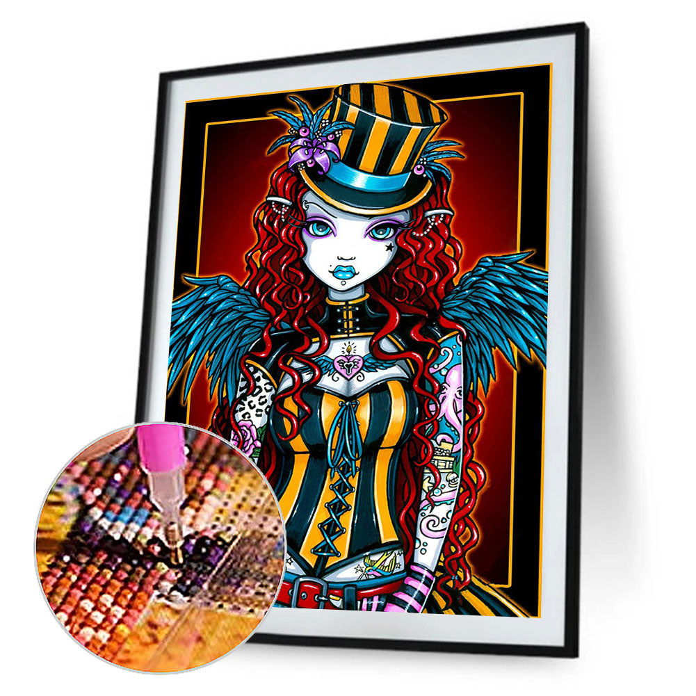 Punk Magician Angel Girl - Full Round Drill Diamond Painting 30*50CM