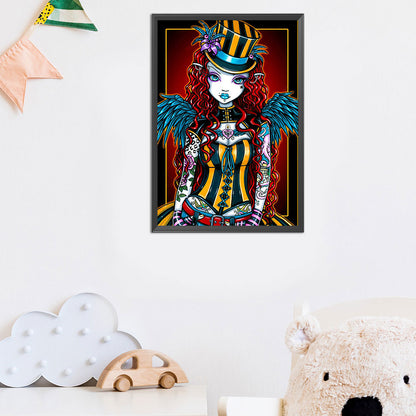 Punk Magician Angel Girl - Full Round Drill Diamond Painting 30*50CM