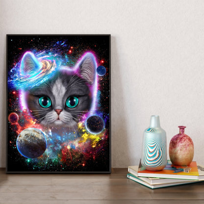 Cat In Galactic Universe - Full Square Drill Diamond Painting 30*40CM