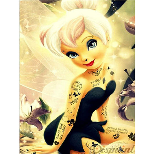 Tinker Bell In Black Tube Top Dress - Full Round Drill Diamond Painting 40*50CM