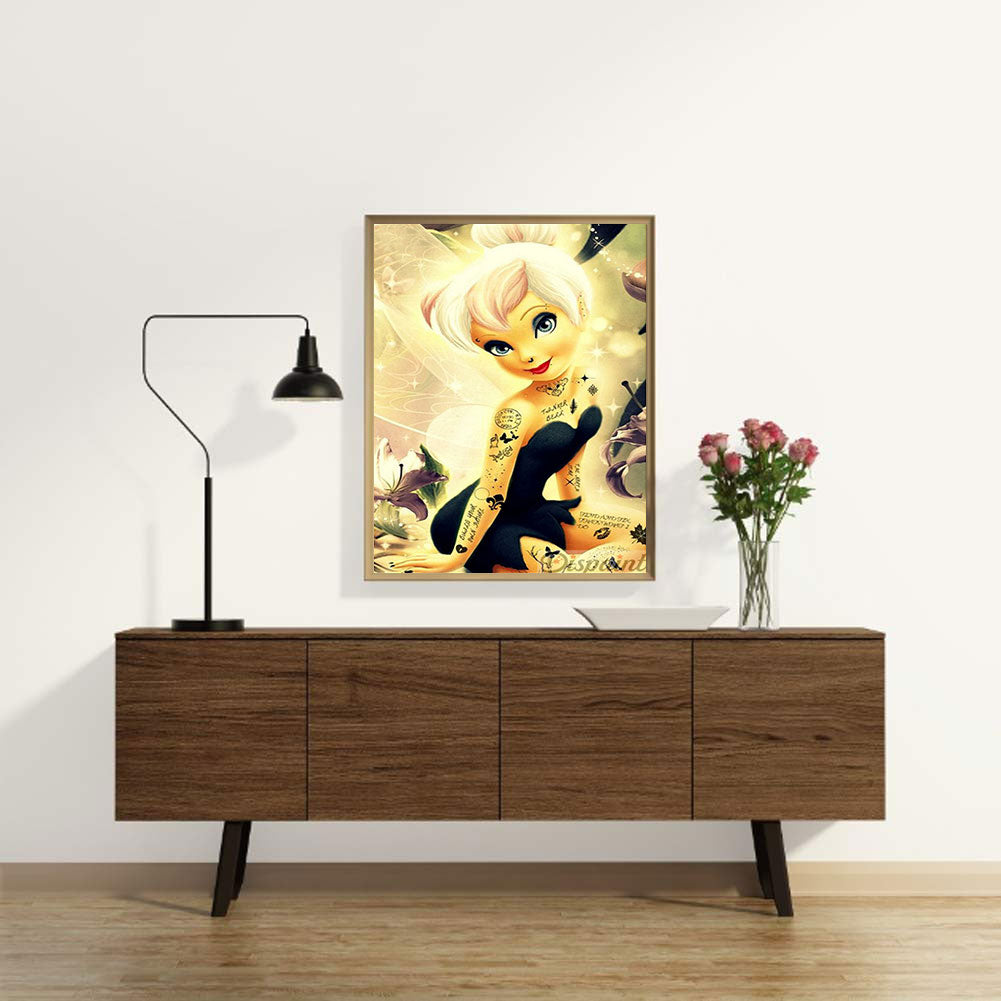 Tinker Bell In Black Tube Top Dress - Full Round Drill Diamond Painting 40*50CM