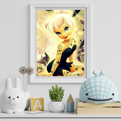 Tinker Bell In Black Tube Top Dress - Full Round Drill Diamond Painting 40*50CM