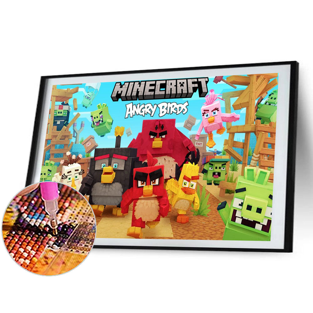 Pc Game - Minecraft Angry Birds - Full Round Drill Diamond Painting 60*35CM