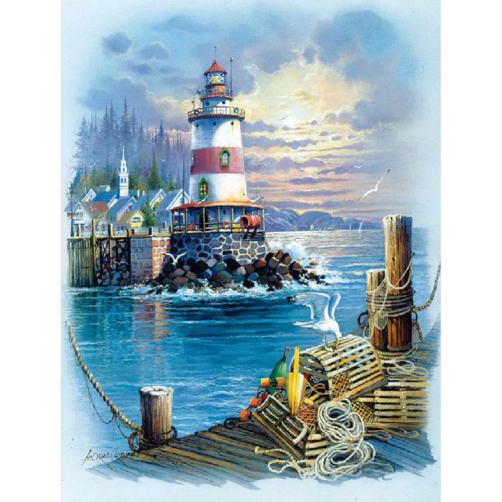 Seaside Lighthouse - Full Square Drill Diamond Painting 40*50CM