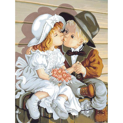 Boy Kissing Girl - Full Square Drill Diamond Painting 40*50CM