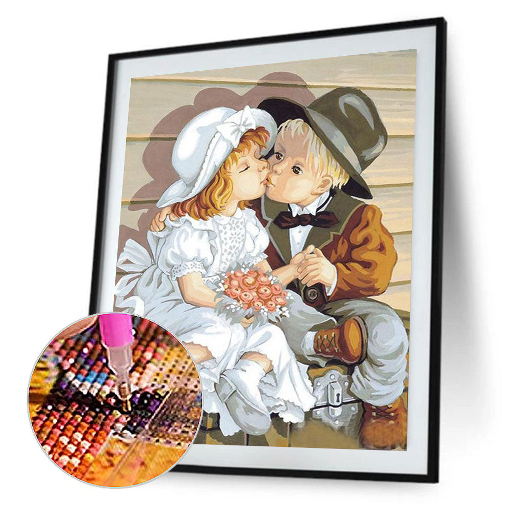 Boy Kissing Girl - Full Square Drill Diamond Painting 40*50CM