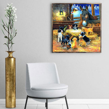 Captive Horses And Dogs - Full Square Drill Diamond Painting 30*30CM