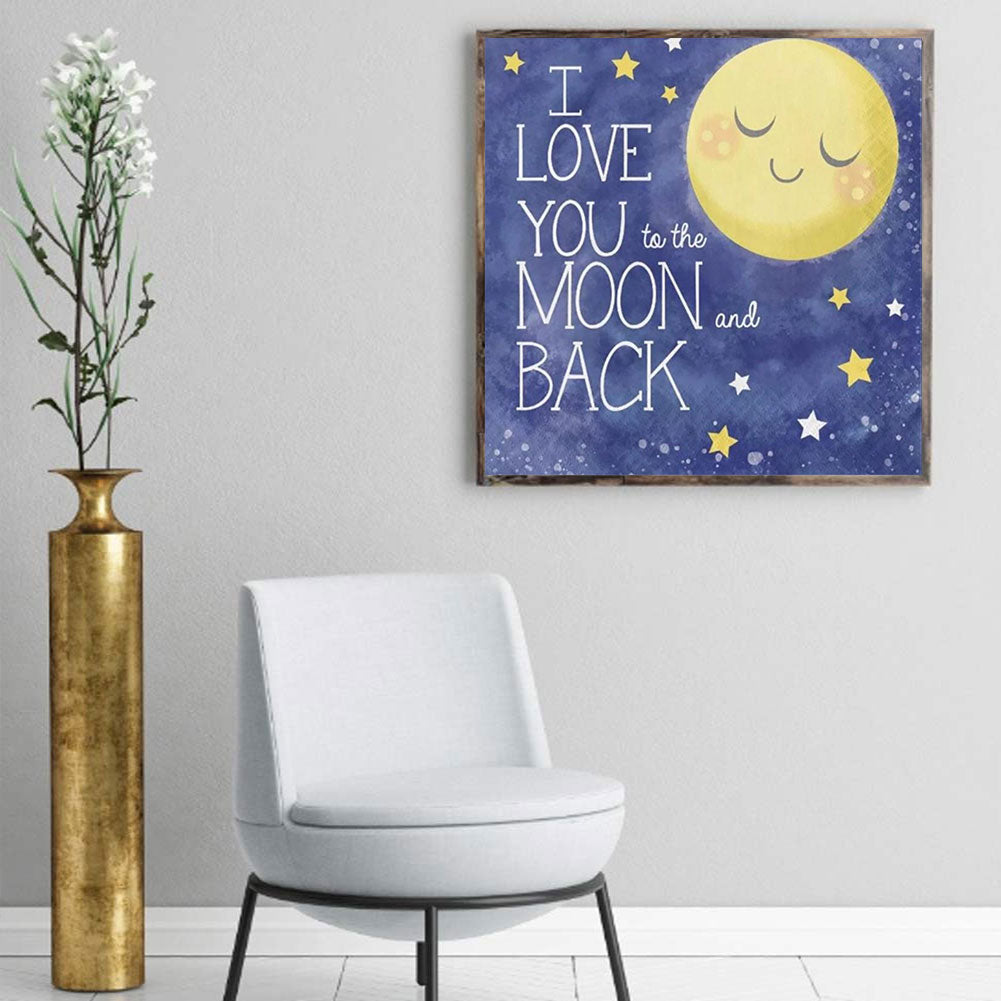 Good Night Moon Calligraphy And Painting - Full Square Drill Diamond Painting 30*30CM