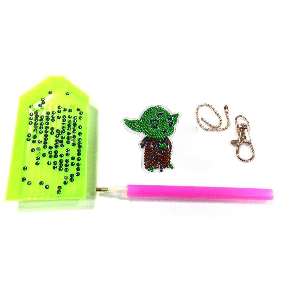 5pcs/set DIY Diamond Painting Keychain Star Wars Yoda Keyring Car Pendant Craft