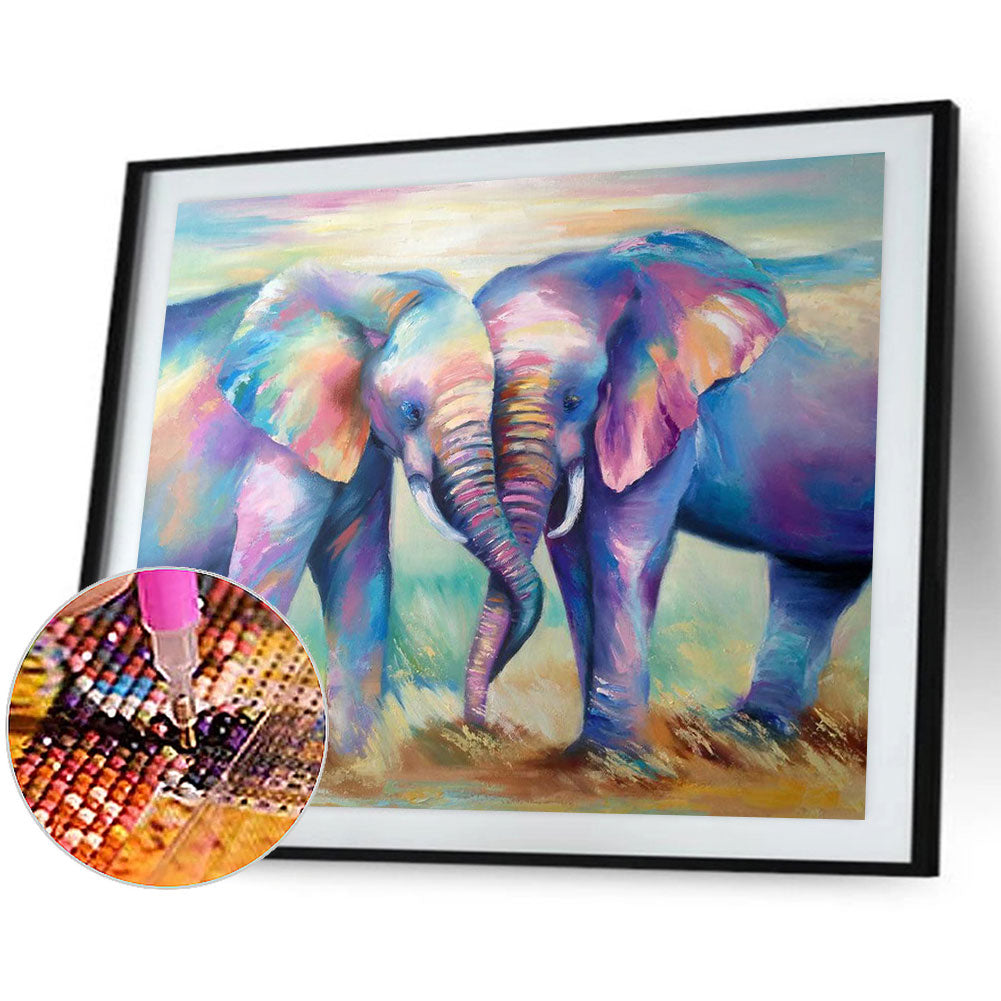 Big Blue Elephant - Full Round Drill Diamond Painting 50*40CM