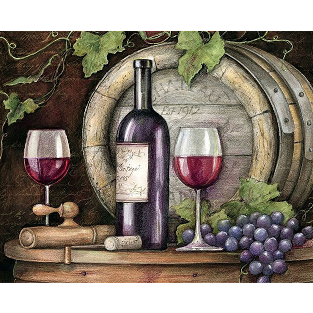Granny'S Suit Wine Glass Bucket - Full Round Drill Diamond Painting 50*40CM