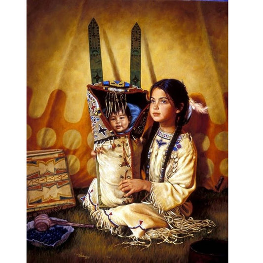 Indian Girl - Full Round Drill Diamond Painting 30*40CM