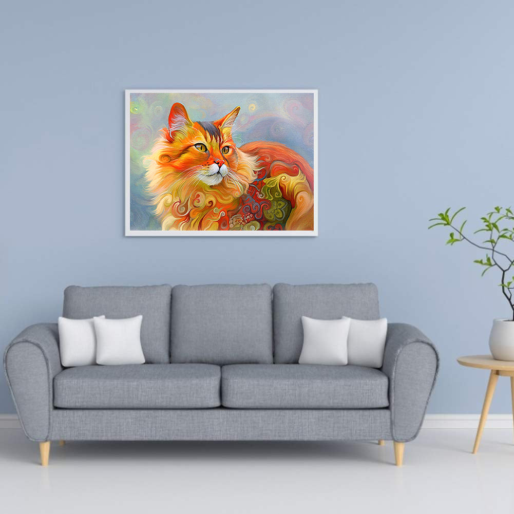 Colorful Norwegian Forest Cat - Full Round Drill Diamond Painting 50*40CM