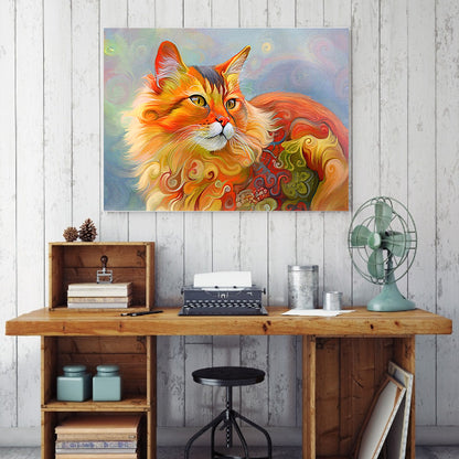 Colorful Norwegian Forest Cat - Full Round Drill Diamond Painting 50*40CM