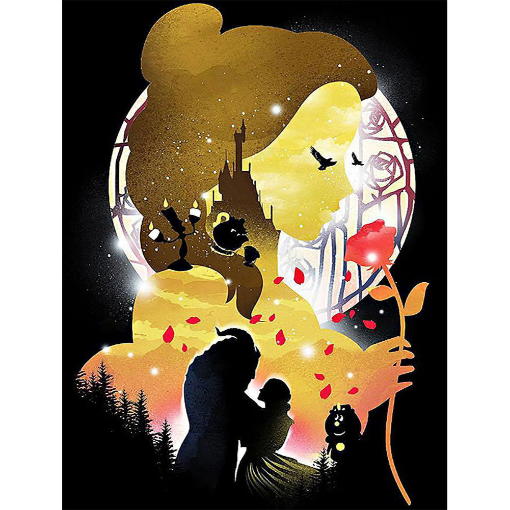 Princess Belle Silhouette Silhouette - Full Square Drill Diamond Painting 30*40CM