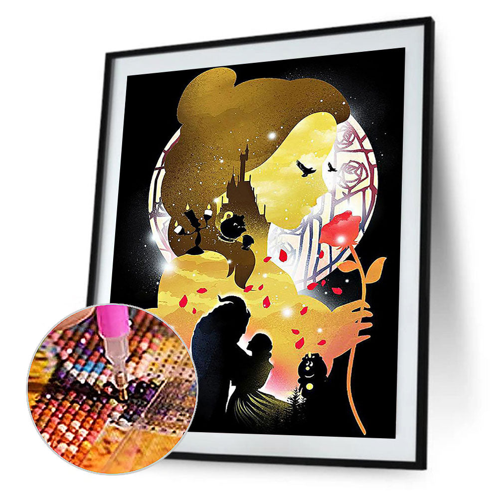 Princess Belle Silhouette Silhouette - Full Square Drill Diamond Painting 30*40CM