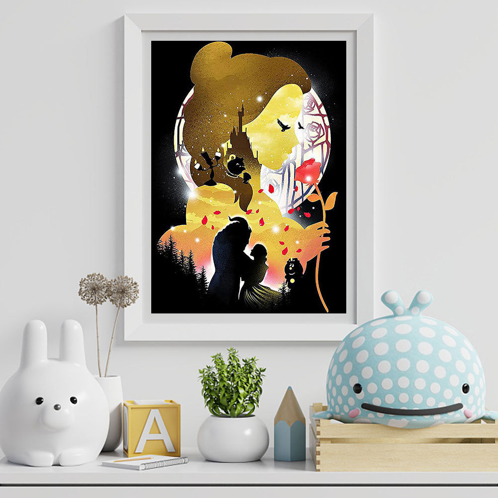 Princess Belle Silhouette Silhouette - Full Square Drill Diamond Painting 30*40CM