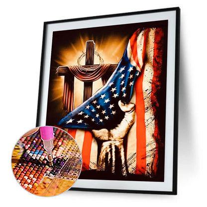 Hand Holding American Flag - Full Square Drill Diamond Painting 30*40CM