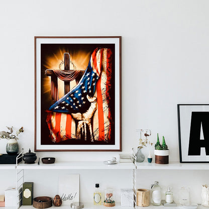 Hand Holding American Flag - Full Square Drill Diamond Painting 30*40CM