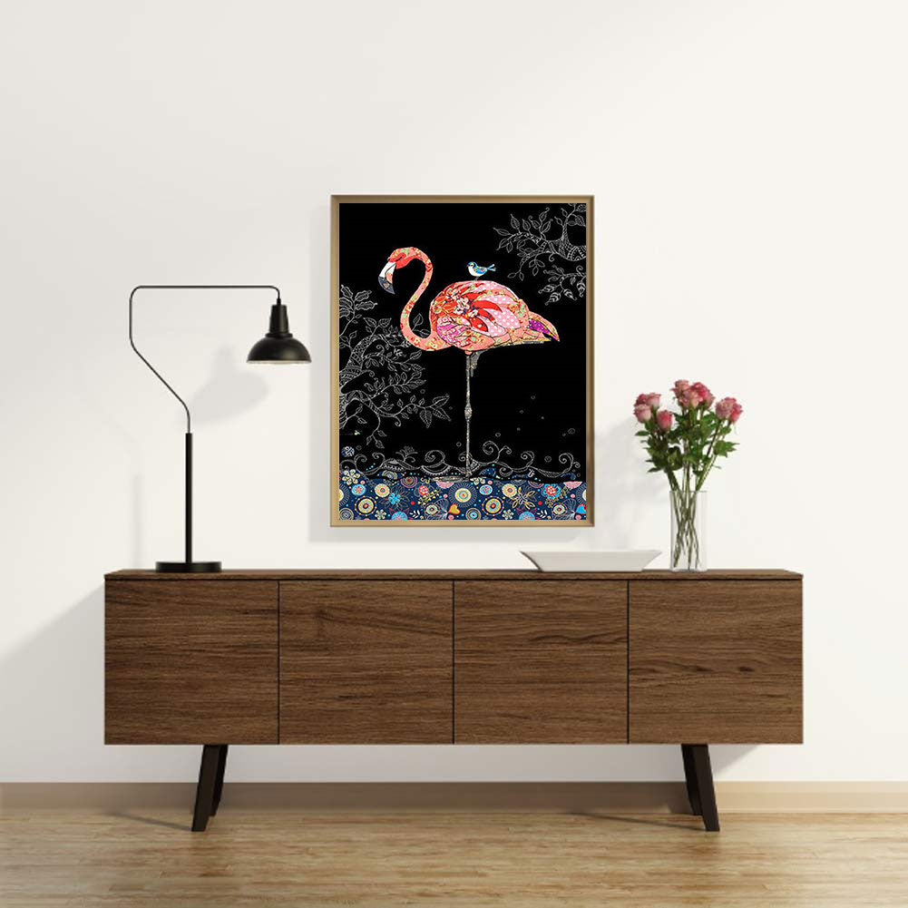 Flamingo Impression Painting - Full Round Drill Diamond Painting 30*40CM