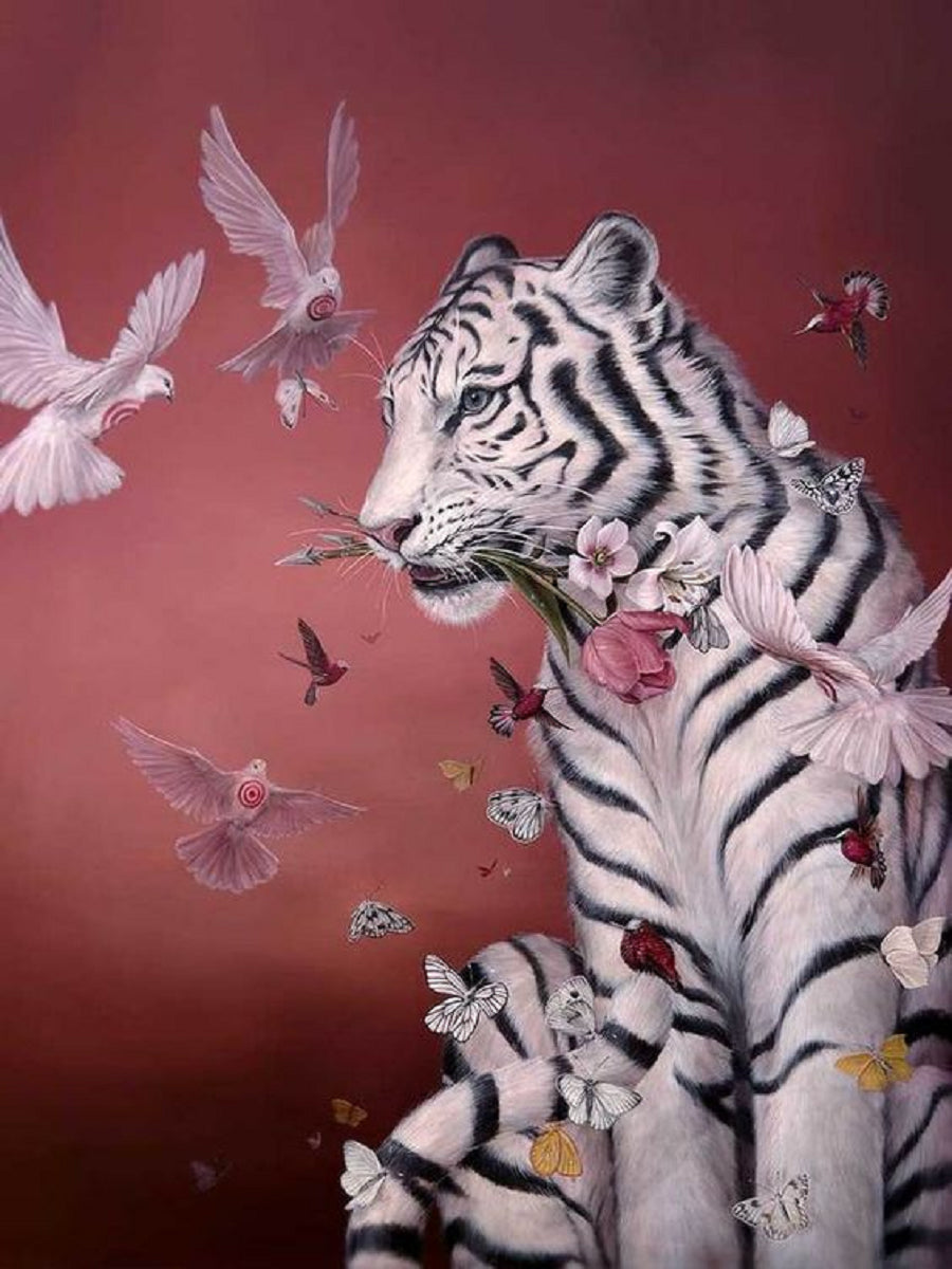 White Dove And White Tiger - Full Round Drill Diamond Painting 30*40CM