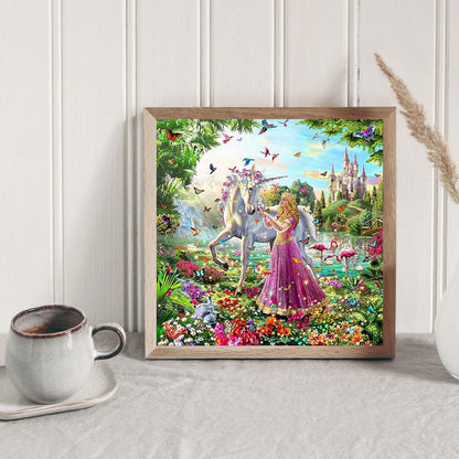 The Princess' Garden And The Unicorn - Full Square Drill Diamond Painting 30*30CM