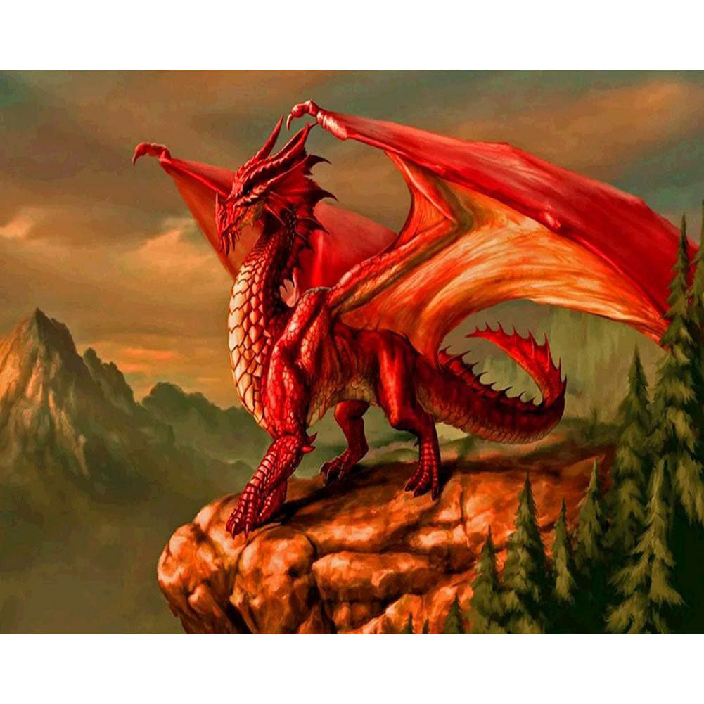 Red Pterosaur - Full Round Drill Diamond Painting 50*40CM