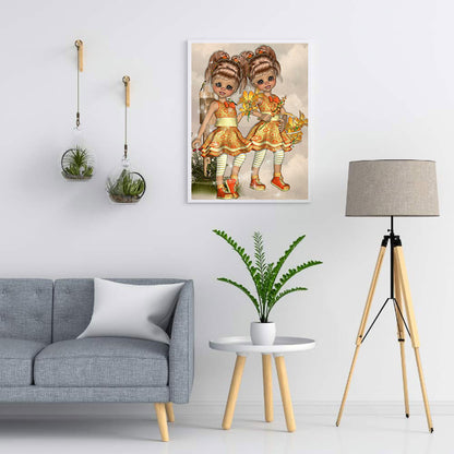 Twin Dolls - Full Round Drill Diamond Painting 50*60CM