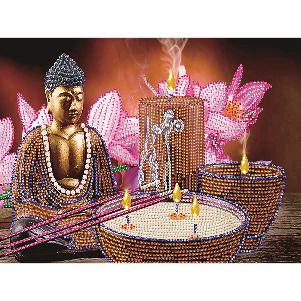 Lotus Statue - Special Shaped Drill Diamond Paiting 40*30CM