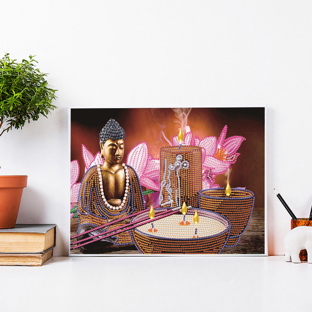 Lotus Statue - Special Shaped Drill Diamond Paiting 40*30CM